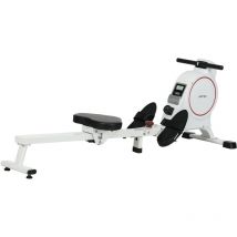 Sportnow - máquina de remo magnético remo para casa plegable con resistencia de 8 niveles pantalla lcd y 2 ruedas de transporte silencioso 180x48x60