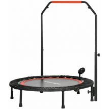 102 cm Fitness-Trampolin, Faltbares Mini-Trampolin mit 4-Fach Höhenverstellbarer Haltegriff, LCD-Monitor, Fitness-Rebounder für Erwachsene, bis 100