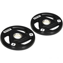 Sportnow - Olympic Weight Plates for 2'' Barbell Bar with Tri Grips 2 x 5kg - Black