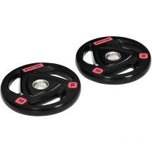 Olympic Weight Plates for 2'' Barbell Bar with Tri Grips 2 x 10kg - Black - Sportnow