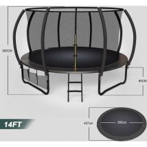 Sports Bungee Safety Elite 14FT Schwarz Trampolin mit Sicherheitsnetz Aufbewahrungsnetz - dunkelgrau - Devoko