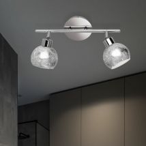 Spot de plafond, 2 flammes Plafonnier Spotlight, spots mobiles, verre métal chromé, 2x douilles G9, LxlxH 32,5x11x19,5cm Wofi 7371.02.70.7000