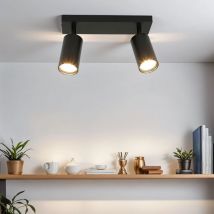 Spot de plafond en métal orientable noir GU10 à 2 lampes spot oblong plafonnier