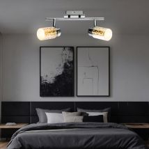 Spot de plafond Plafonnier LED Lampe de salon effet 3D Plafonnier à 2 lampes, verre chromé, 2x 4W 2x 400lm blanc chaud, LxH 30x15 cm