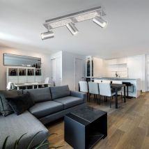 Spot de plafond pivotant Spots de plafonnier argent Plafonnier GU10 à 3 flammes, métal chromé, 3x douille GU10, LxlxH 55,5x9x17 cm Wofi 11591