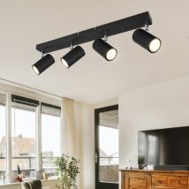Spot de plafond Plafonnier Spot 4 flammes noir Plafonnier salon moderne, spot orientable, métal, 4x GU10, LxPxH 56x6x12