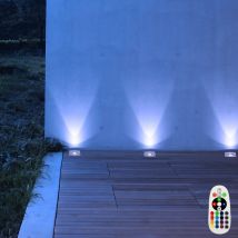Spot encastrable au sol GU10 spot encastrable au sol de terrasse encastrable au sol extérieur, télécommande dimmable, acier inoxydable antichoc, rgb