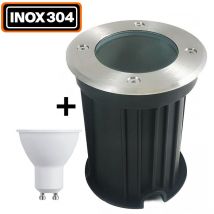 Spot Encastrable de Sol Rond Inox 304 Extérieur IP65 + Ampoule