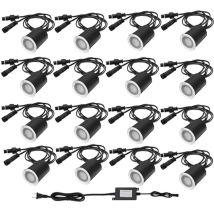 Highsam – Spot Encastrable Extérieur 16 Kits Led 12v – Ip67 Étanche – Lumière Chaude – Pour Espaces Extérieurs Et Intérieurs