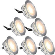 Spot encastrable extérieur sol Lot de 6 Spot led Encastrable Extérieur Blanc Chaud 2800K, IP67 Étanche, DC12V 1,5W Ø55mm Spots à Encastrer Extérieur