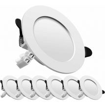 Spot Encastré led Extra Plat - Rond, 5W (équivalent incandescence), Blanc Chaud, pour Salle de Bain, Salon (Lot de 6)