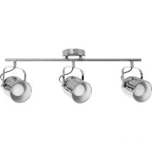 Plafonnier Inga, Métal, Chrome, Blanc, 63,5x13,5x21 cm
