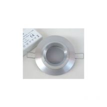 Spot led 6W encastré ø 80mm aluminium fixe avec lampe 3000K GU5.3 12V et driver 230V Brumberg 2178.25