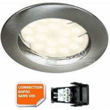 Lampesecoenergie - Spot led encastrable complète ronde fixe alu brossé eq. 50w blanc chaud