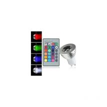 Spot led rgb avec télécommande multicolore 3w