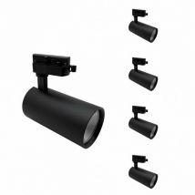 Silamp - Spot led sur Rail 30W 60° Monophasé noir (Pack de 5) - Blanc Chaud 2300K - 3500K