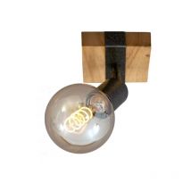 Spot mural vintage Brilo ner leuchten wood basic, 25 w, IP20, gunmetal, métal-bois, excl. 1x E27, 10,3 x 10 x 9 cm
