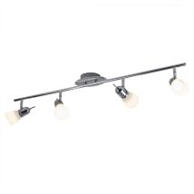 Plafonnier Plafonnier De Salon Plafonnier De Cuisine, Spots Mobiles, Chrome Acier Brossé Verre Satiné, 4x 3w Led 320lm, Lxlxh 95 X 16 X 14