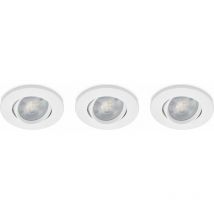 Lot de 3 spots 4.5w encastrable orientables led integré ip65 rond blanc - prolight