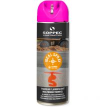 Bombe de peinture - Traceur de chantier cerise fluo multidirectionnel ideal spray soppec -12 mois - 141825o