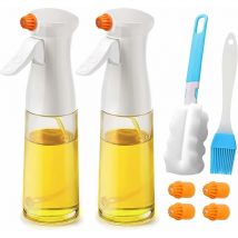 Sunxury - Spray Huile Cuisine 200 ml, 2pcs Vaporisateur d'huile et de Vinaigre avec Brosse, Vaporisateur d'Huile Jus de pour Barbecue Cuisine Cuisson