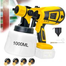 Spray paint,1000ml HVLP Cordless Electric Paint guns,3 Spraying Modes ,4 Nozzles,Fence& Decking Paint Sprayer for Fences, Sheds, decking or Garden