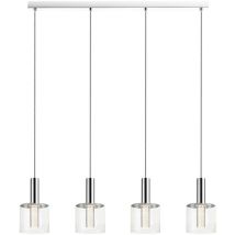 Spring Lighting - Contemporain led Bar Suspension Plafonnier 4 Lumière Cylindrique Chrome, Verre 3000K