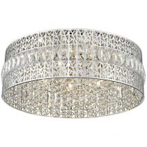 Spring Lighting - Plafonnier contemporain à 7 ampoules chrome, cristal