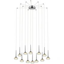 Spring Lighting - Plafonnier contemporain à grappes à del 12 lumières chrome, verre 3000K