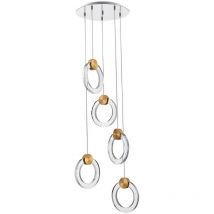 Soffitto a sospensione a grappolo led contemporaneo 5 luci oro, vetro 3000K - Spring Lighting