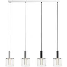 Soffitto a sospensione a led contemporaneo a 4 luci cilindriche cromato, vetro 3000K - Spring Lighting