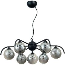 Soffitto a sospensione multibraccio contemporaneo 7 luci nero, vetro - Spring Lighting