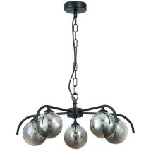 Soffitto a sospensione multibraccio contemporaneo a 5 luci nero, vetro - Spring Lighting