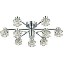 Spring Lighting Soffitto semi-incasso contemporaneo multibraccio 9 luci cromato, cristallo