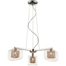Sospensione a soffitto a 3 bracci multi-luce in rete cromata, rame, vetro tre, G9 - Spring Lighting