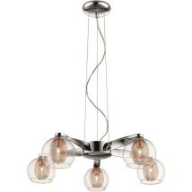 Spring Lighting - Sospensione a soffitto a 5 bracci multi-luce in rete cromata, rame, G9