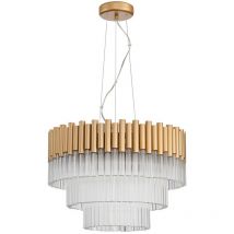 Spring Lighting - Suspension Contemporaine Plafonnier 7 Lumières Or, Cristal