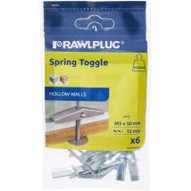 Rawlplug – Spring Toggle M3 x 50mm – Easy Fixing Kit – Pack of 6