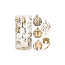 Bolas de plástico para el árbol de Navidad 30 piezas juego de bolas de Navidad de 6 cm motivos invernales decoración para fiesta de Navidad boda.