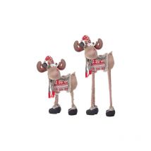 Weihnachtsfigur Rentier Elch Teleskopbeine höhenverstellbar von 84 bis 124 cm niedlich mit Mütze und Schal Weihnachtsdekoration - Springos