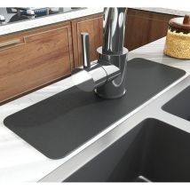 Rnemitery - Spritzschutz (38 x 13,8 cm) – dunkelgrauer Spritzschutz für Waschbecken-Wasserhahn – 2 supersaugfähige, schnell trocknende Matten –