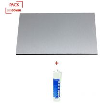 Mccover - Reversibler Spritzschutzsatz aus gebürstetem Aluminium / Rohaluminium 2000 x 100 x 0,3 cm + transparentes Silikondichtmittel – Farbe –