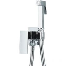 Kit Douchette wc, Kit Hygiène complet pour wc avec Douchette, Support et Robinet 3 voies, Chrome,Tous les Accessoires en Métal Chrome
