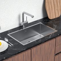 Spülbecken 74 X 44cm Edelstahlspüle, Einbauspüle Für Ab 80er Unterschrank, Küchenspüle Mit Über- Und Ablaufgarnitur, Flächenbündig/unterbau Spüle