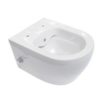 Belvit - Spülrandloses Hänge wc mit integrierter Kalt- und Warmwasserarmatur und Taharet/Bidet/Dusch-WC Funktion Weiß