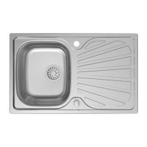 Idro Bric - Spülbecken Edelstahl 1 Becken Einbauspüle in 90 x 50 cm Küchenwaschbecken mit Siphon, Fleckenbeständig und Pflegeleicht