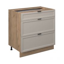 Küchenunterschrank Fame-line, Graubeige, 80 Cm Mit 3 Schubladen, Ohne Arbeitsplatte, Vicco