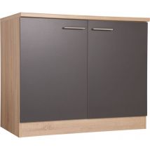 Spülenunterschrank Küchenschrank 100 Cm Eiche Sägerau Grau Merle Respekta