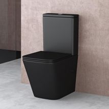 Doporro - Stand-WC mit Spülkasten komplett S112T schwarz matt inkl. Softclose Absenkautomatik 36x63x82cm Stand-Toilette schwarz matt spülrandlos