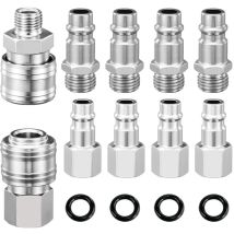 Sinbinta - Spurtar Raccord Rapide Pneumatique 1/4' eu, 10 Pièces Embout Compresseur Air Européen, Raccord de Compresseur pour Tuyau Pneumatique